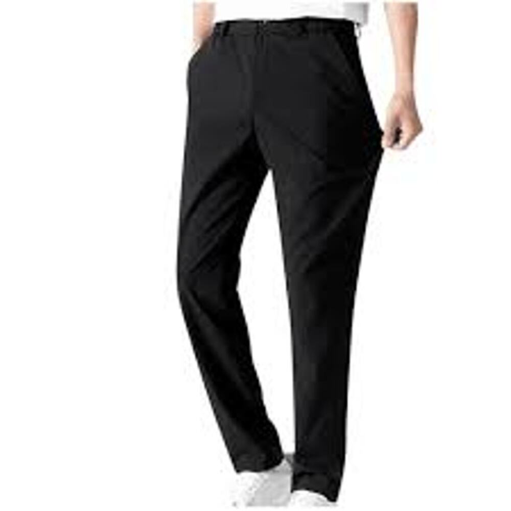 NWT AMAZON ESSENTIALS MENS BLACK POLYESTER GOLF PANTS WITH BACK ZIP POCKET 36X31
